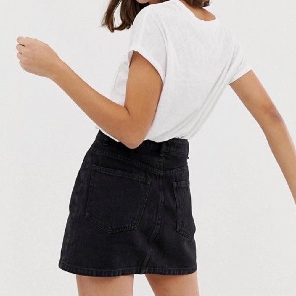 Pull and Bear Black Denim Mini Skirt